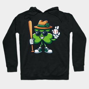 Shamrock Baseball Funny St Patricks Day Boys Kids Hoodie